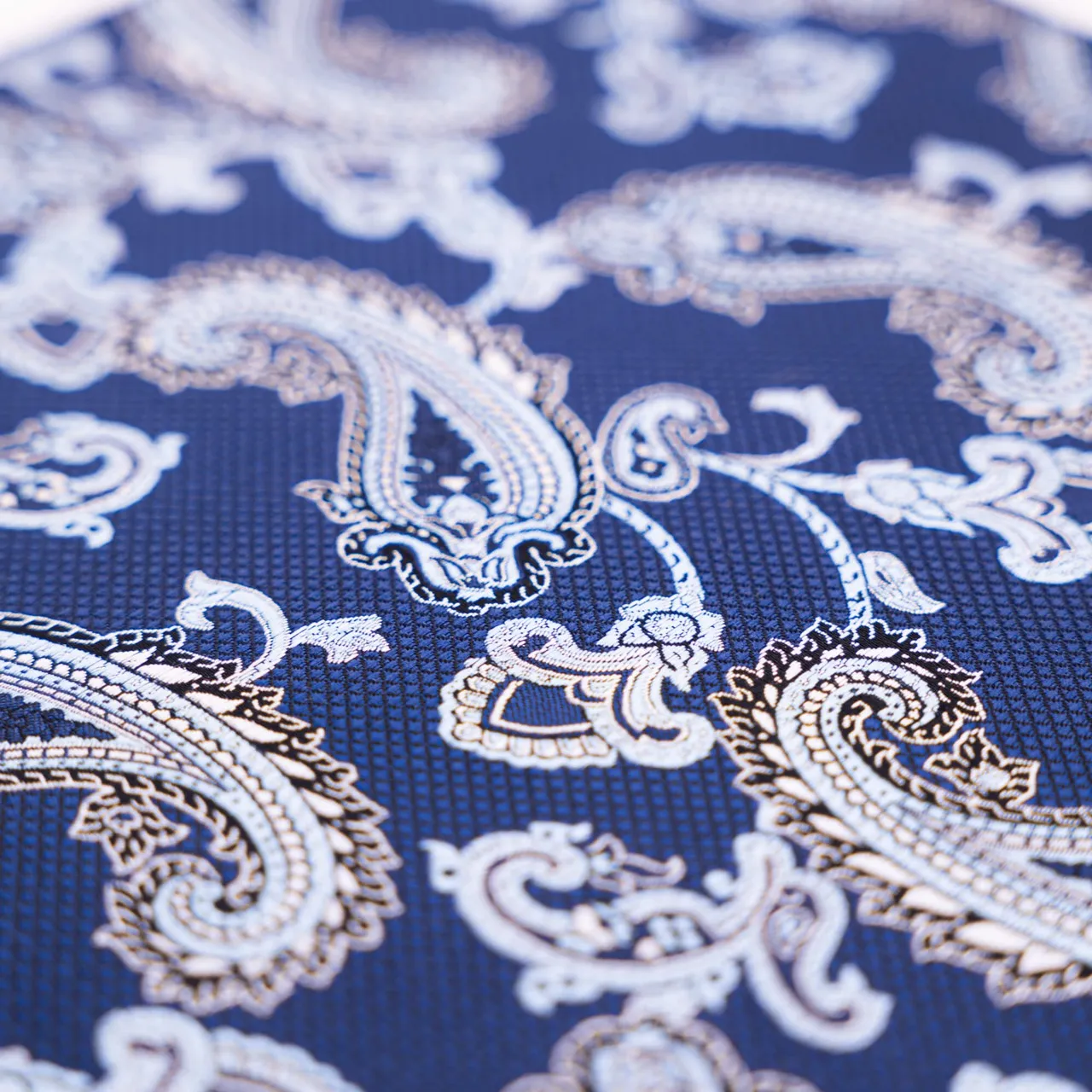 Navy Paisley Pocket Square