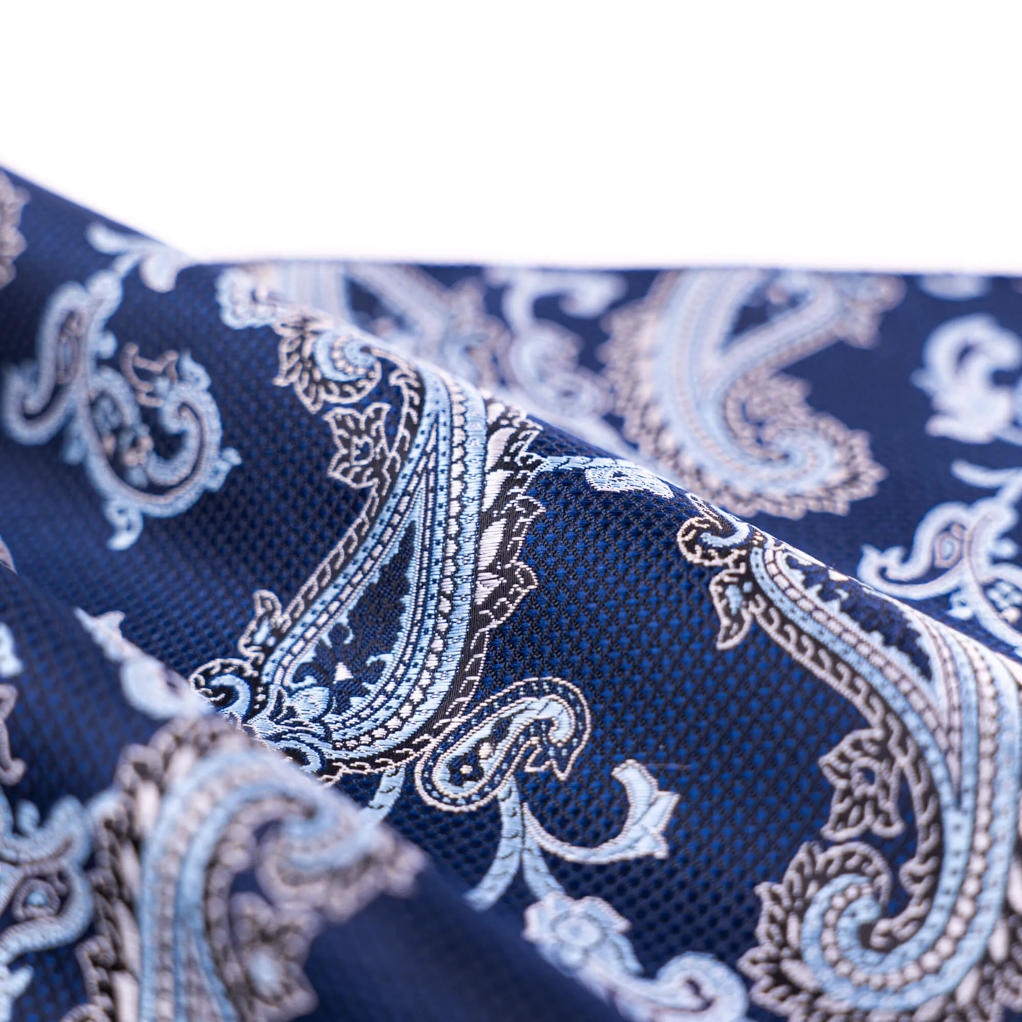 Navy Paisley Pocket Square