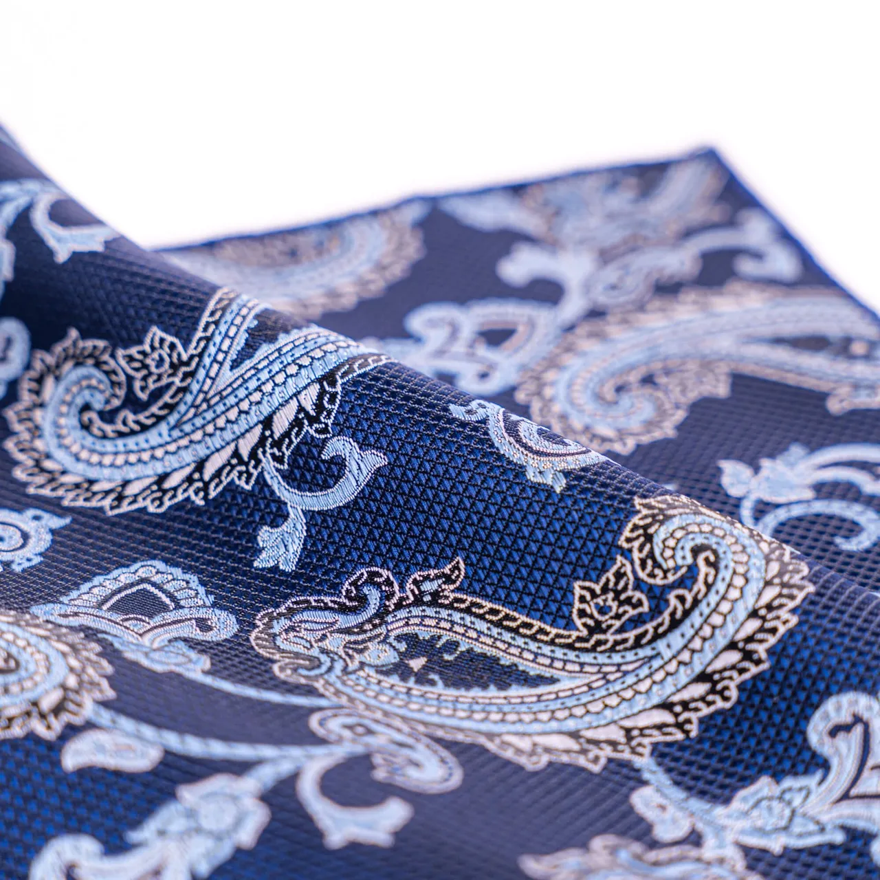 Navy Paisley Pocket Square