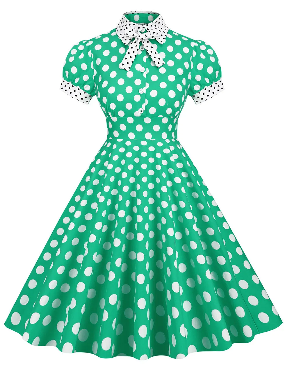 Navy Polka Dots Bowknot Swing Vintage 1950S Dress