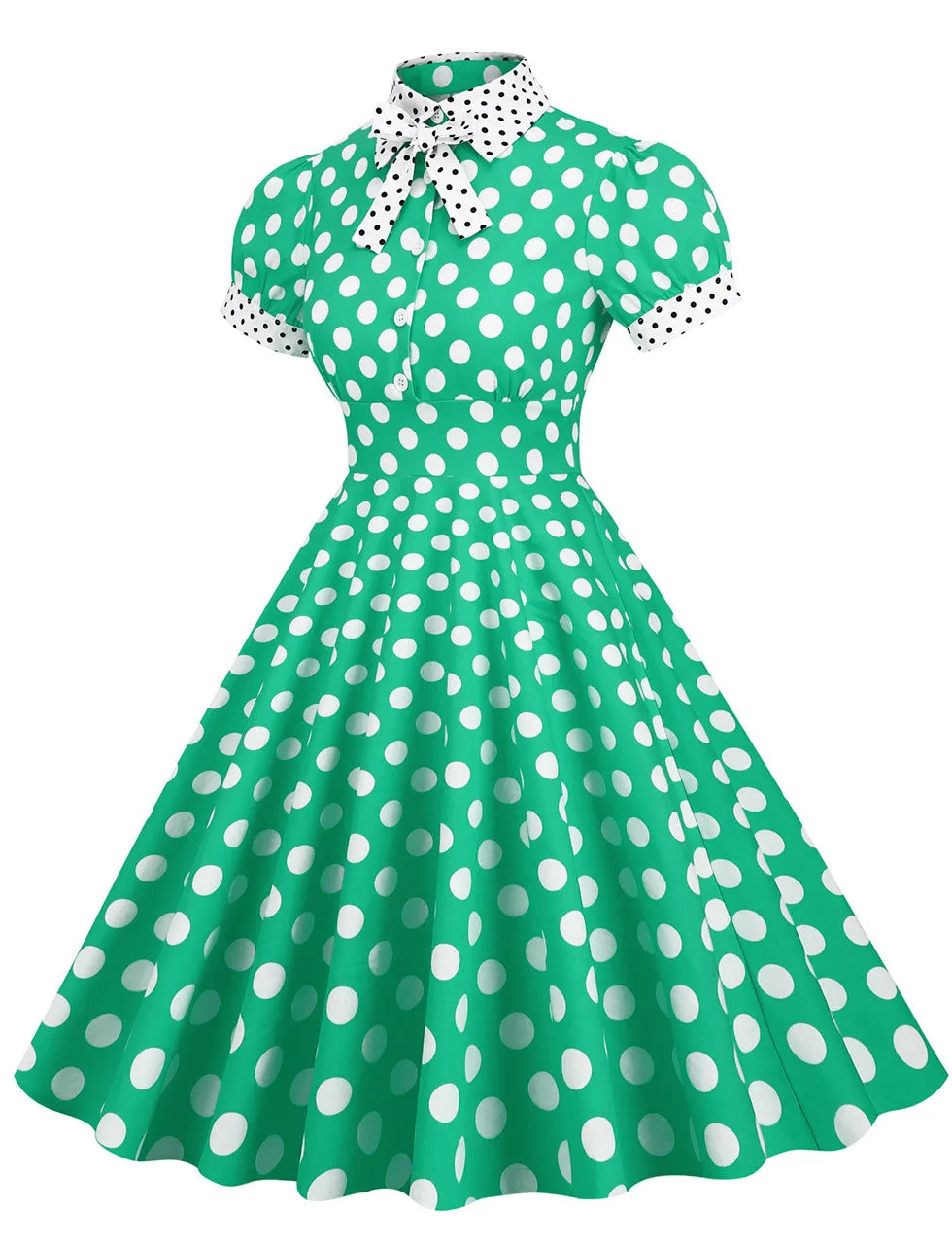 Navy Polka Dots Bowknot Swing Vintage 1950S Dress