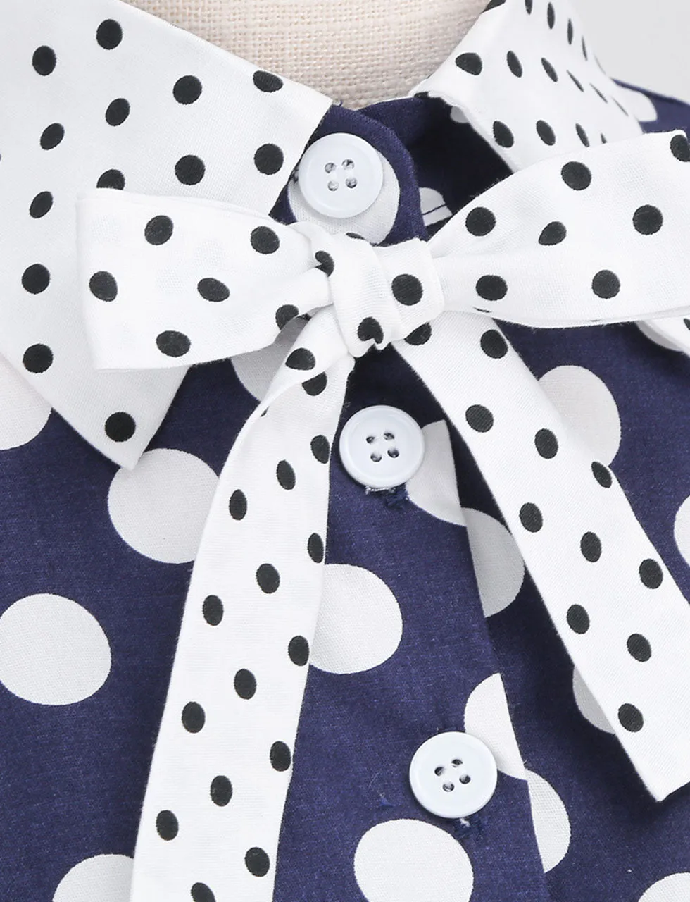 Navy Polka Dots Bowknot Swing Vintage 1950S Dress
