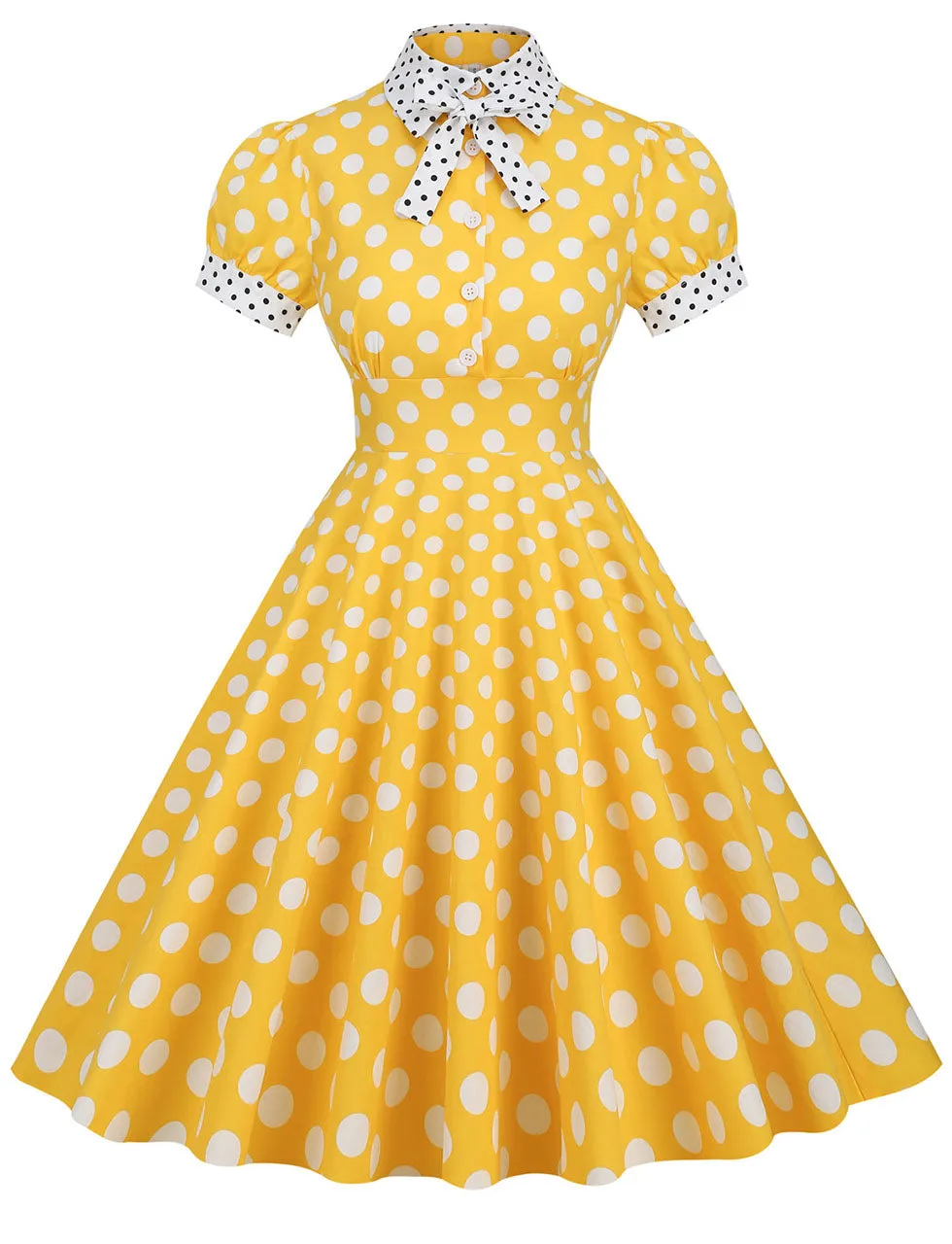 Navy Polka Dots Bowknot Swing Vintage 1950S Dress