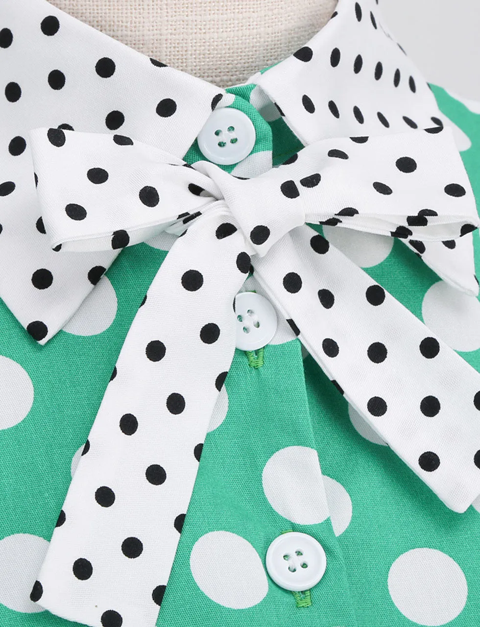 Navy Polka Dots Bowknot Swing Vintage 1950S Dress