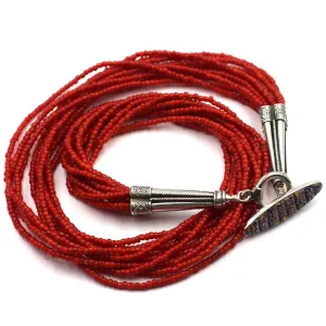 (neck005) Ten Strand Red White Heart Trade Bead Necklace