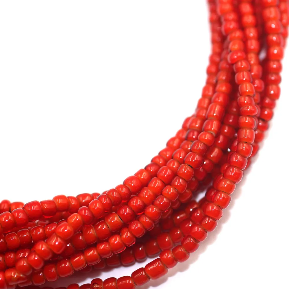 (neck005) Ten Strand Red White Heart Trade Bead Necklace