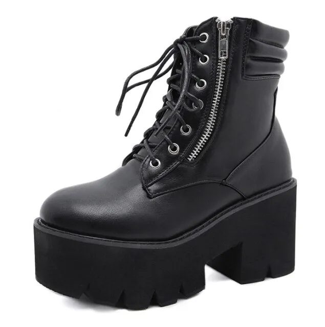 New Fashion Martin Boots Women Platform Shoes Rivet Belt