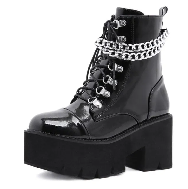 New Fashion Martin Boots Women Platform Shoes Rivet Belt