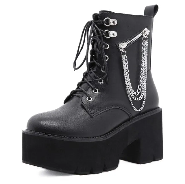 New Fashion Martin Boots Women Platform Shoes Rivet Belt