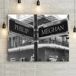 New Orleans Street Sign Personalized Names Premium Canvas