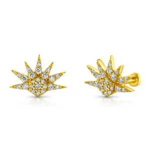 NEW RADIATE FLAT BACK STUD, 14kt Gold
