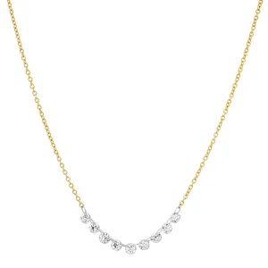 NINE DIAMOND FLOATING NECKLACE, 14kt GOLD