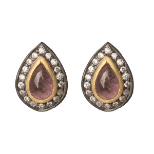Nouveau Teardrop Gemstone Stud Earrings