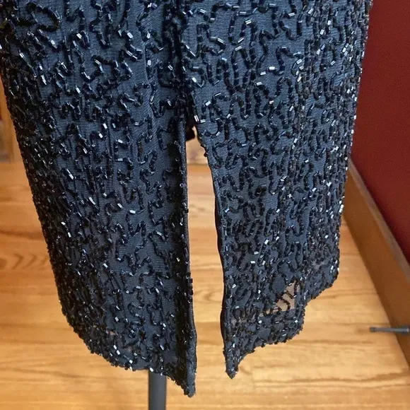 NWT Beaded Vintage Laurence Kazar Embellished Straight Skirt Black Sz M