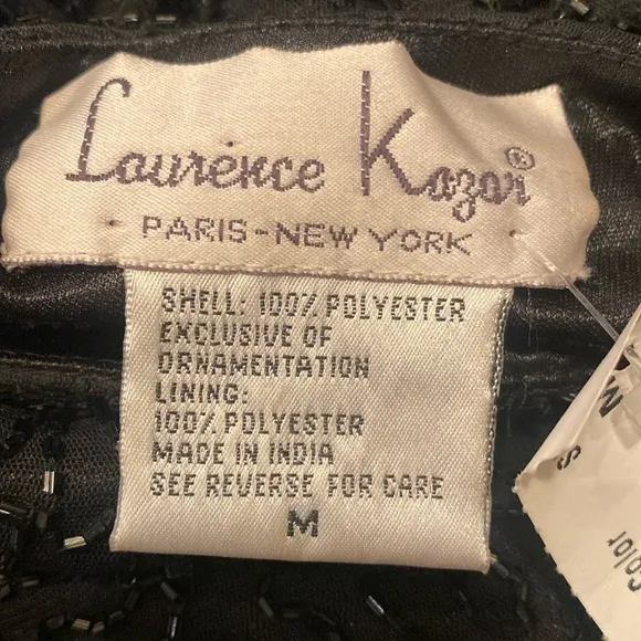 NWT Beaded Vintage Laurence Kazar Embellished Straight Skirt Black Sz M