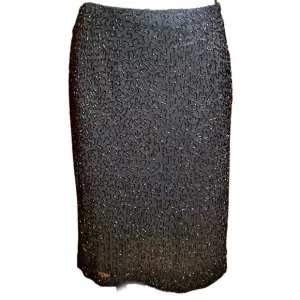 NWT Beaded Vintage Laurence Kazar Embellished Straight Skirt Black Sz M