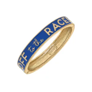 Off To The Races Enamel Hinged Bangle - Blue