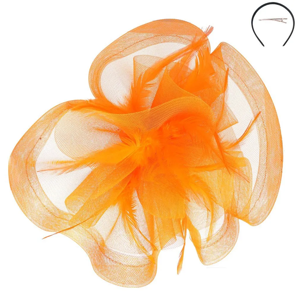 Orange Satin Trim Fascinator