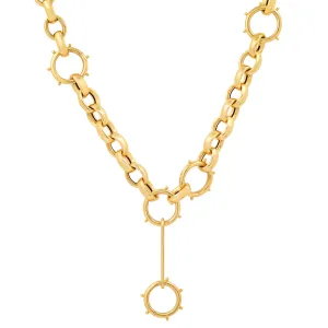 OVAL ROLO LINK CHAIN W/ TRIPLE SHIP WHEEL ENHANCERS, 14kt GOLD