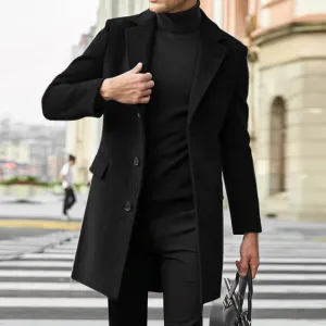 Overcoat Victor™ | Men's Wool Blend Overcoat | Tailored Fit, Single-Breasted 3-Button Design for Formal Wear