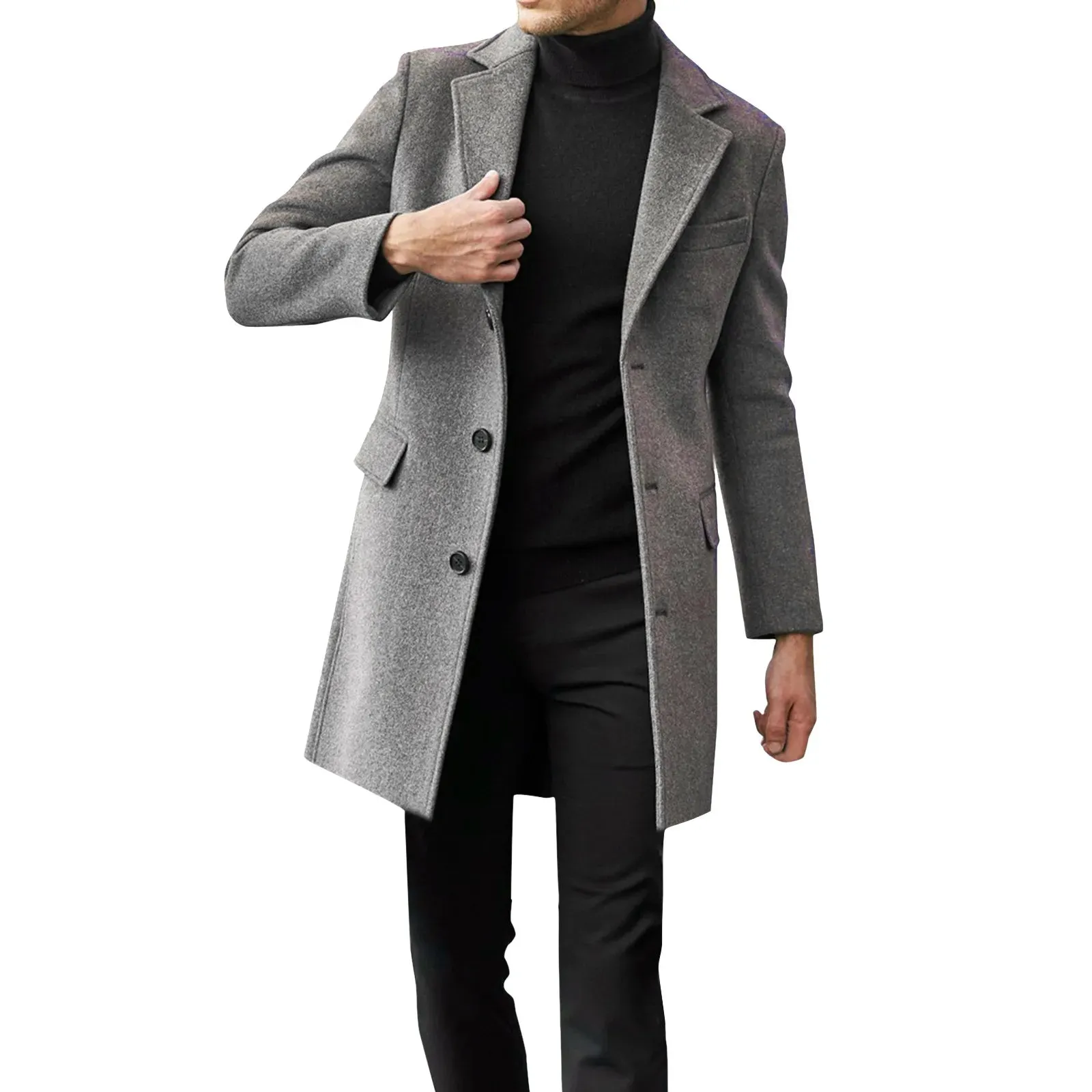 Overcoat Victor™ | Men's Wool Blend Overcoat | Tailored Fit, Single-Breasted 3-Button Design for Formal Wear