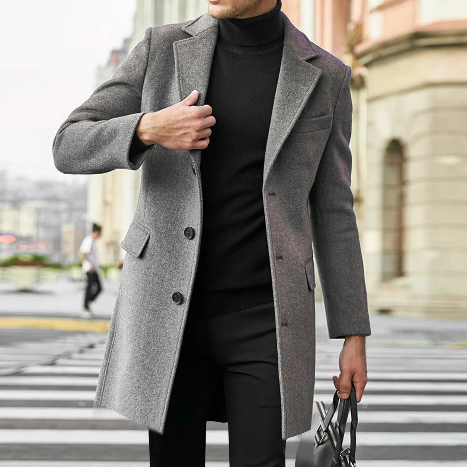 Overcoat Victor™ | Men's Wool Blend Overcoat | Tailored Fit, Single-Breasted 3-Button Design for Formal Wear