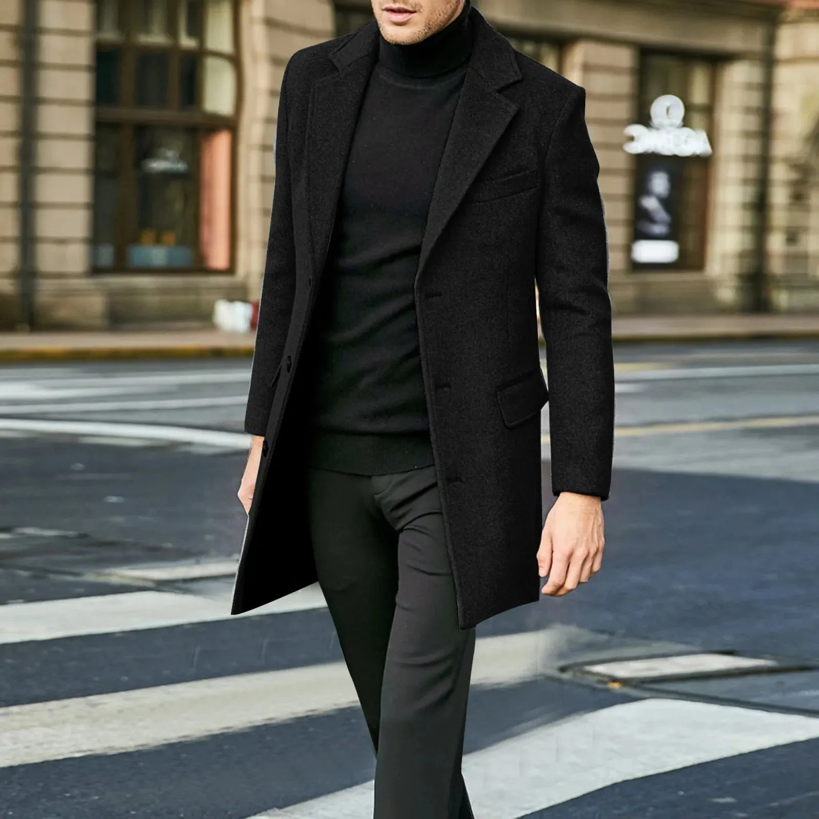 Overcoat Victor™ | Men's Wool Blend Overcoat | Tailored Fit, Single-Breasted 3-Button Design for Formal Wear