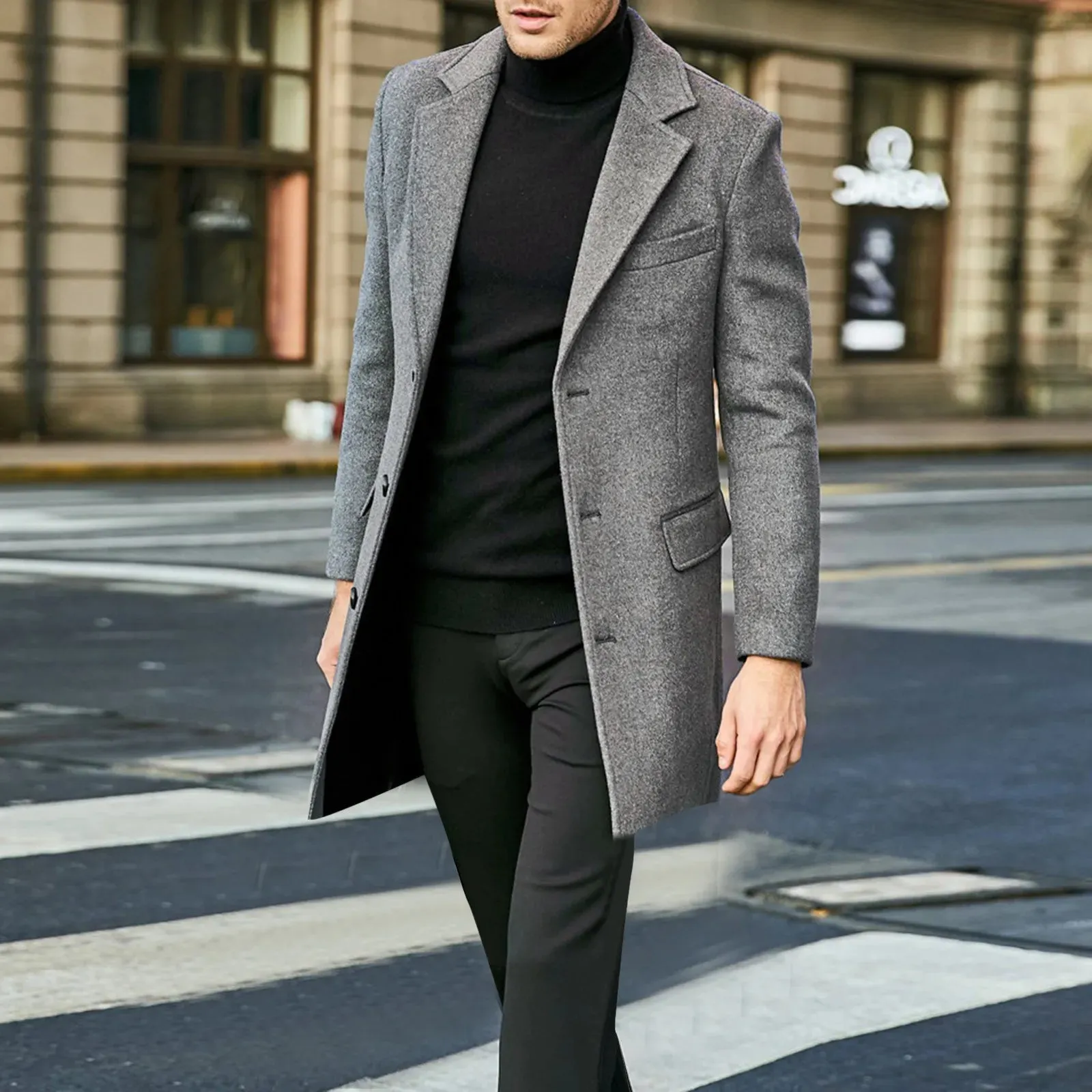 Overcoat Victor™ | Men's Wool Blend Overcoat | Tailored Fit, Single-Breasted 3-Button Design for Formal Wear