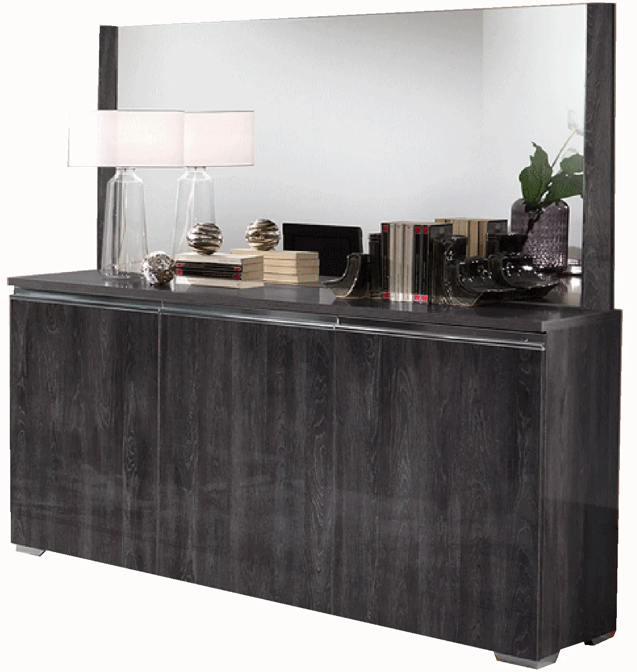 Oxford 3 door Buffet Grey w/Mirror SET