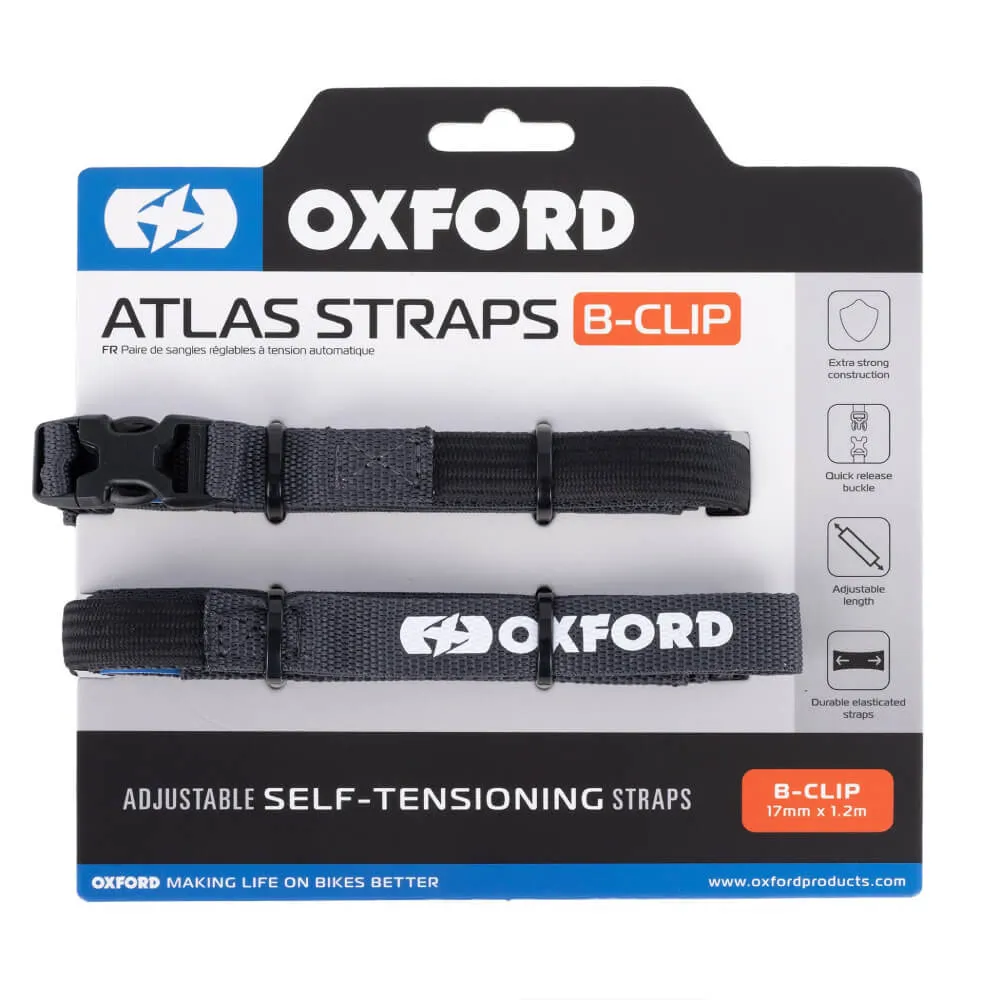 Oxford Atlas B-Clip Straps Asphalt (17mm x 1.2m) (Pair)