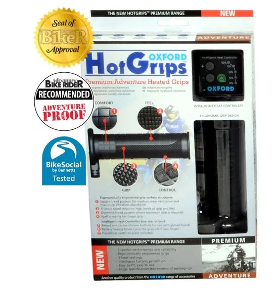 OXFORD HOTGRIPS PREMIUM ADVENTURE MOTORBIKE MOTORCYCLE HANDLEBAR HEATED COVERS