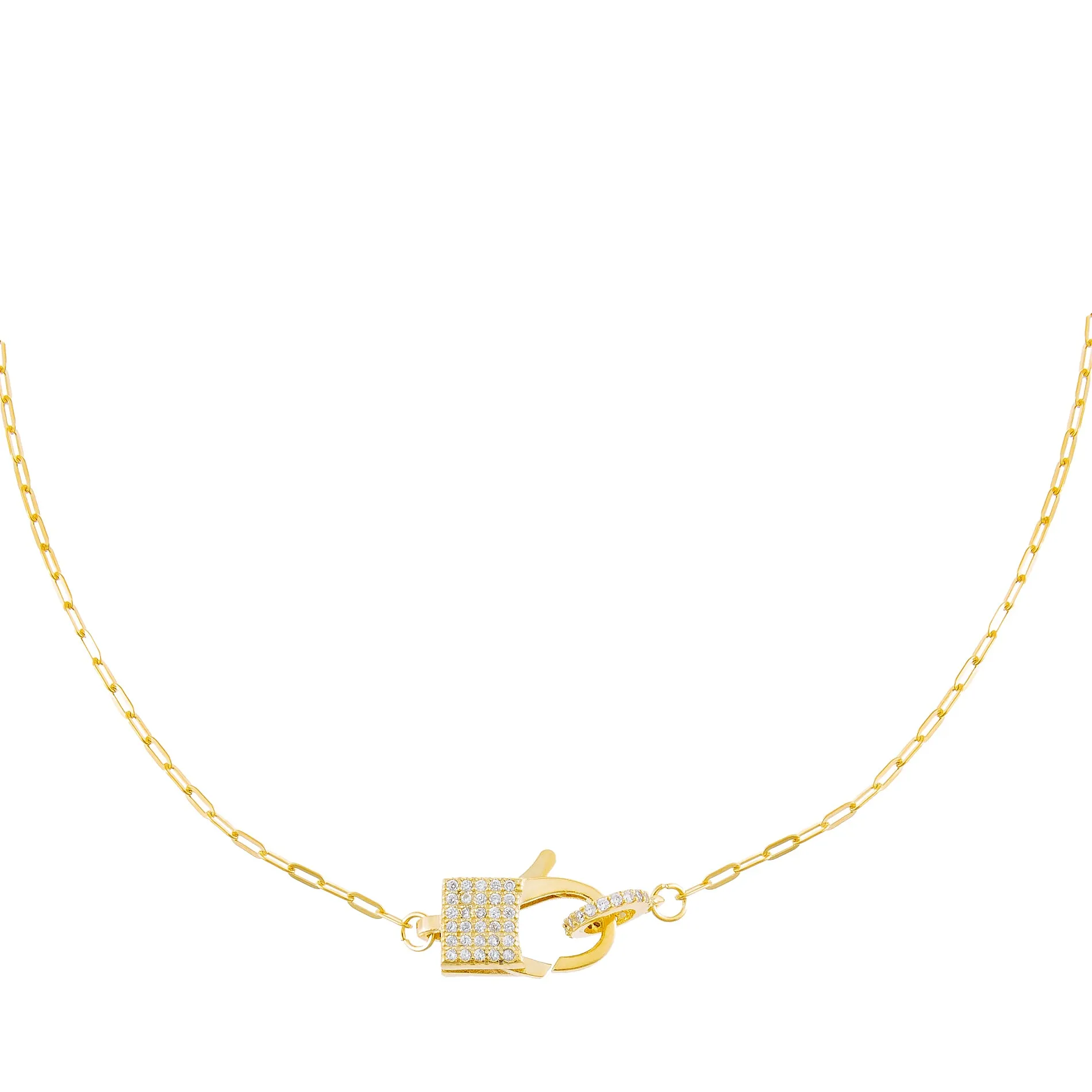 Pavé Square Clasp Link Necklace