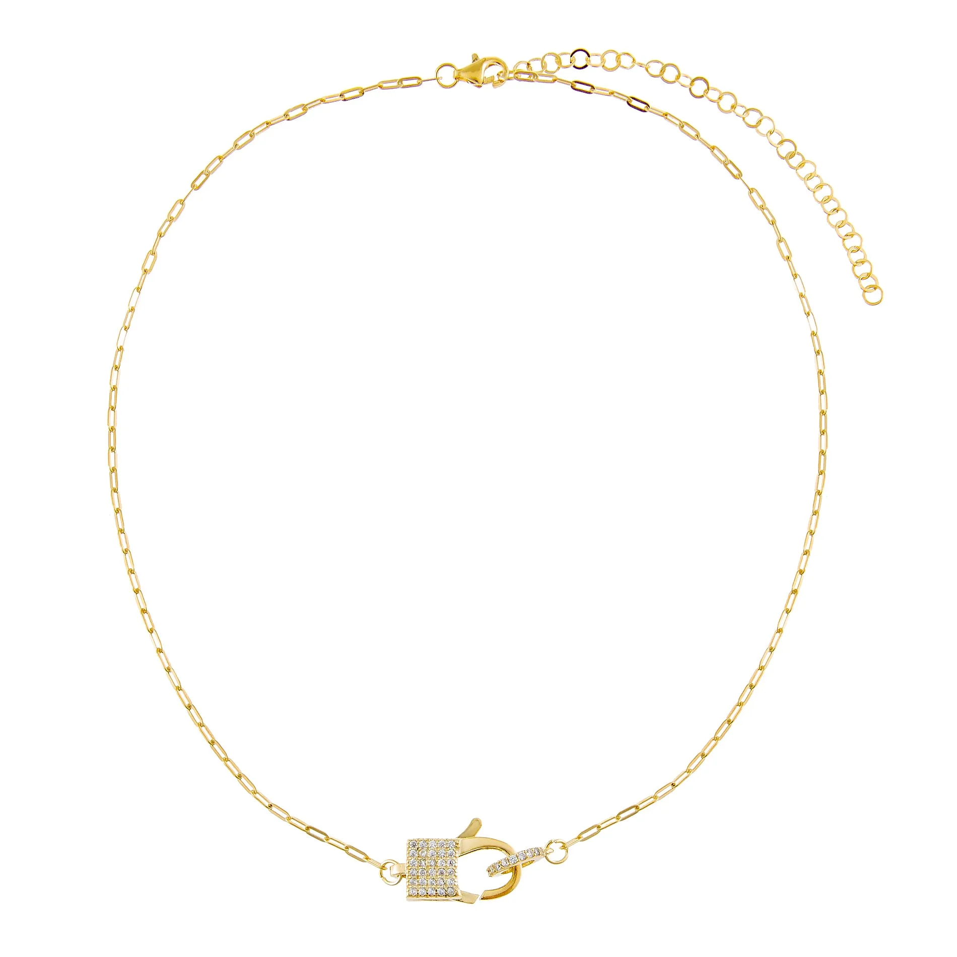 Pavé Square Clasp Link Necklace