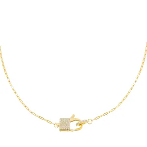 Pavé Square Clasp Link Necklace