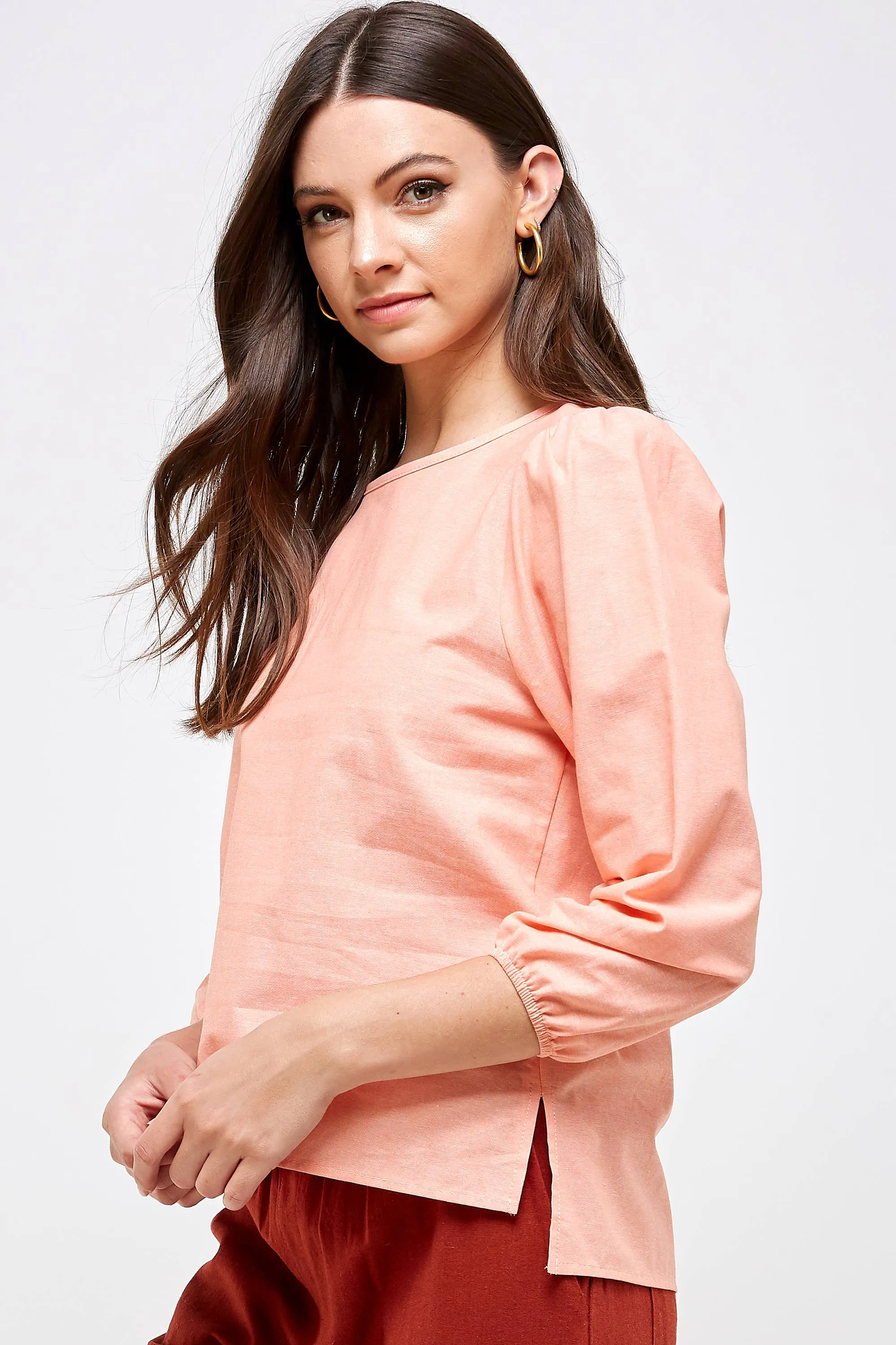 Peach Blossom Puffed Sleeve Top