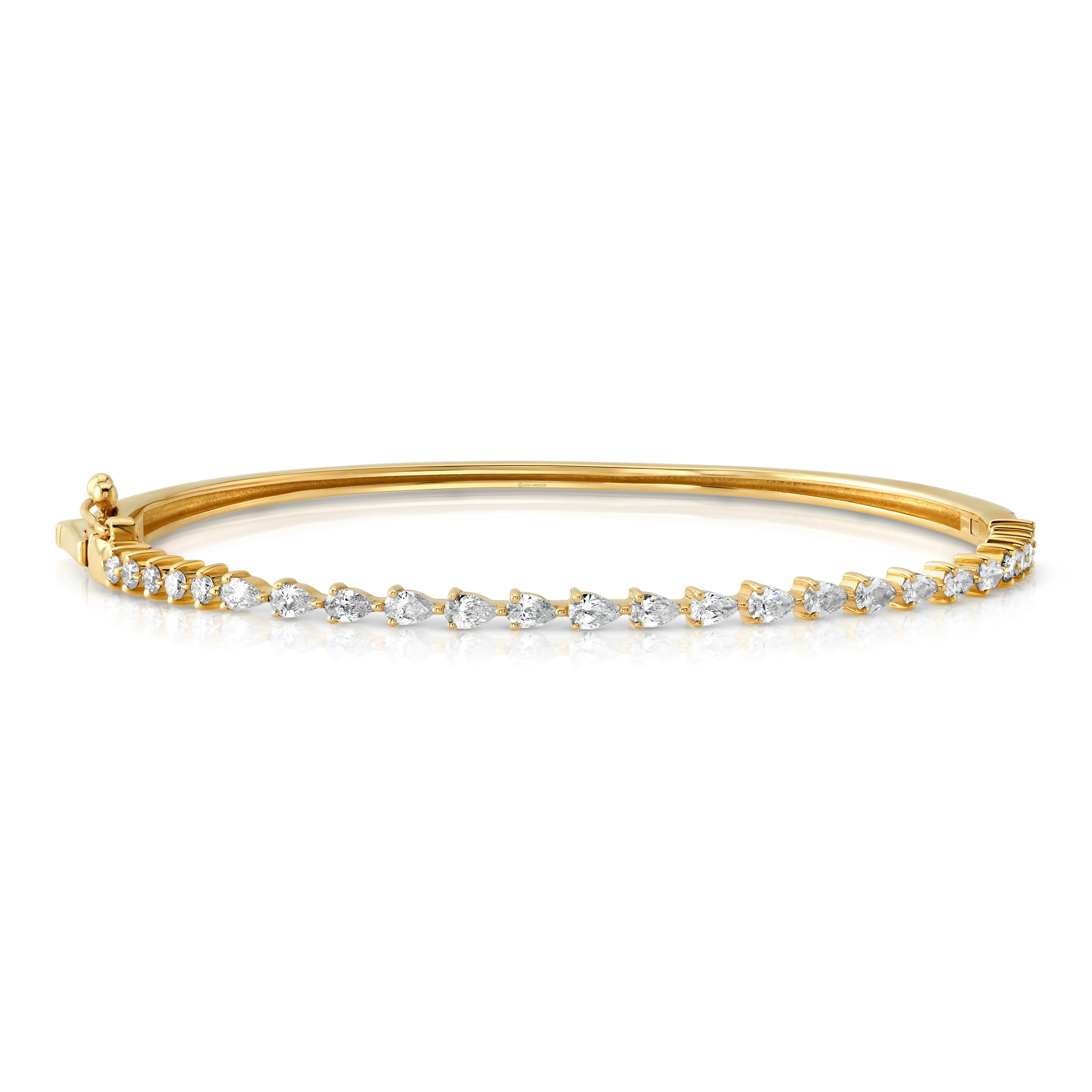 Pear diamond bangle, 14kt gold