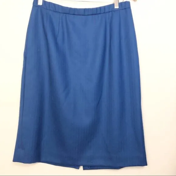 Pendleton Vintage 2 Piece Blue Wool Skirt Suit Women's Size Petite 10