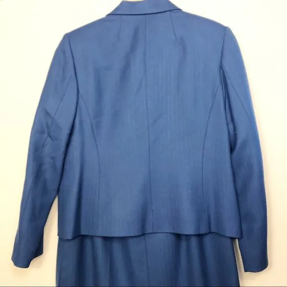 Pendleton Vintage 2 Piece Blue Wool Skirt Suit Women's Size Petite 10