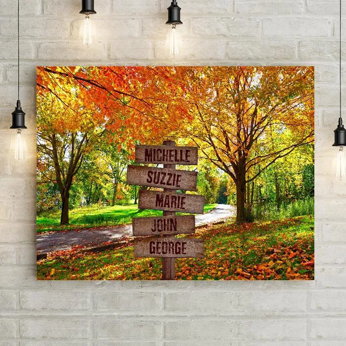 Personalized Autumn Leaves Premium Canvas