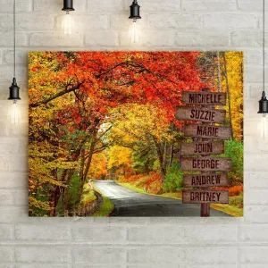 Personalized Autumn Road Premium Canvas