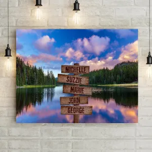 Personalized Cloudy Streams Mountain Lake Premium Canvas