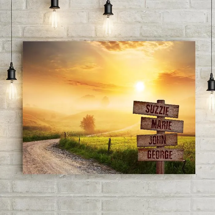 Personalized Country Road Misty Sunrise Premium Canvas