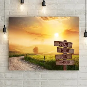 Personalized Country Road Misty Sunrise Premium Canvas