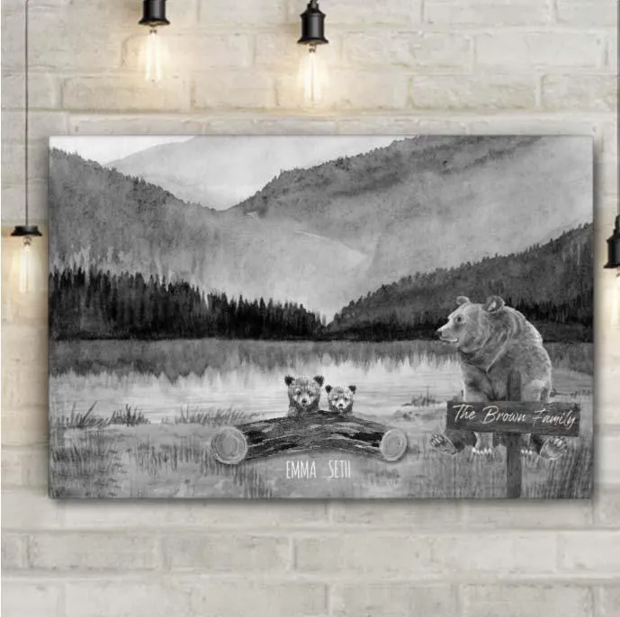Personalized Family Wall Art Mama Bear Family Name Canvas
