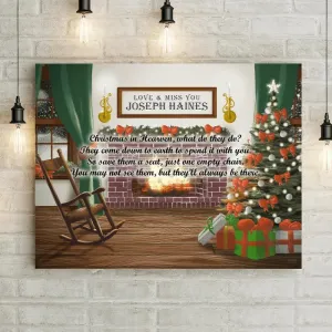 Personalized Memorial Christmas In Heaven Rememberance Gift Canvas Wall Decor