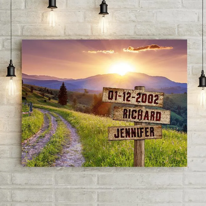 Personalized Mountainside & Love Premium Canvas