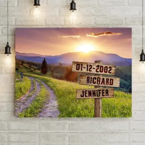 Personalized Mountainside & Love Premium Canvas