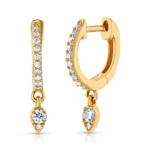 PETITE DIAMOND HUGGIE DANGLE, 14kt Gold