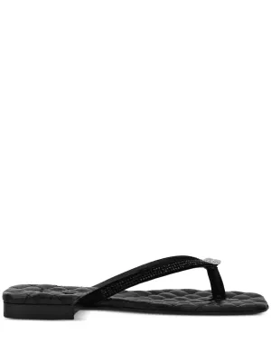 Philipp Plein crystal leather flip flops