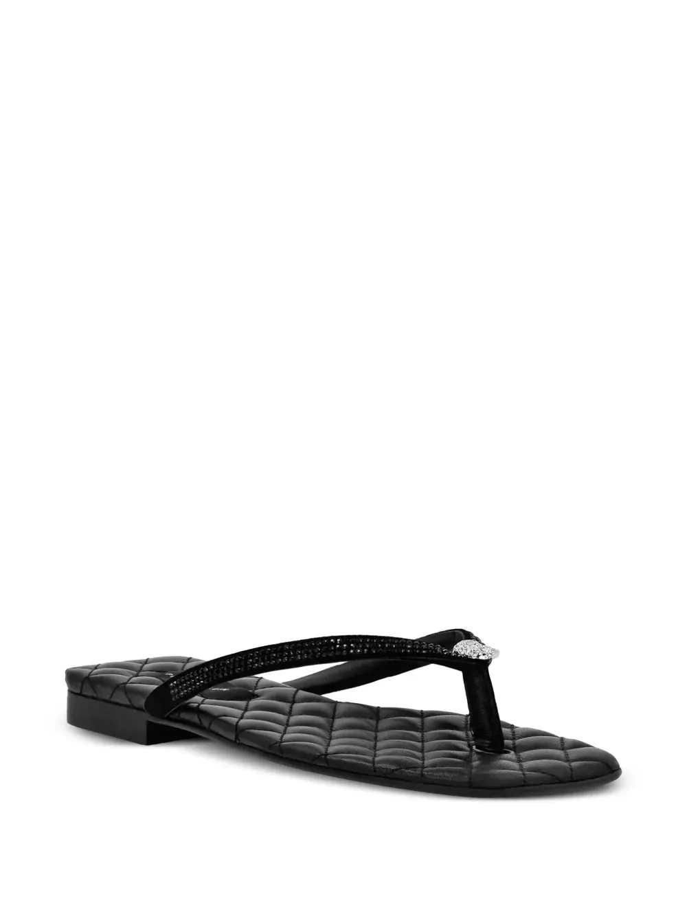 Philipp Plein crystal leather flip flops